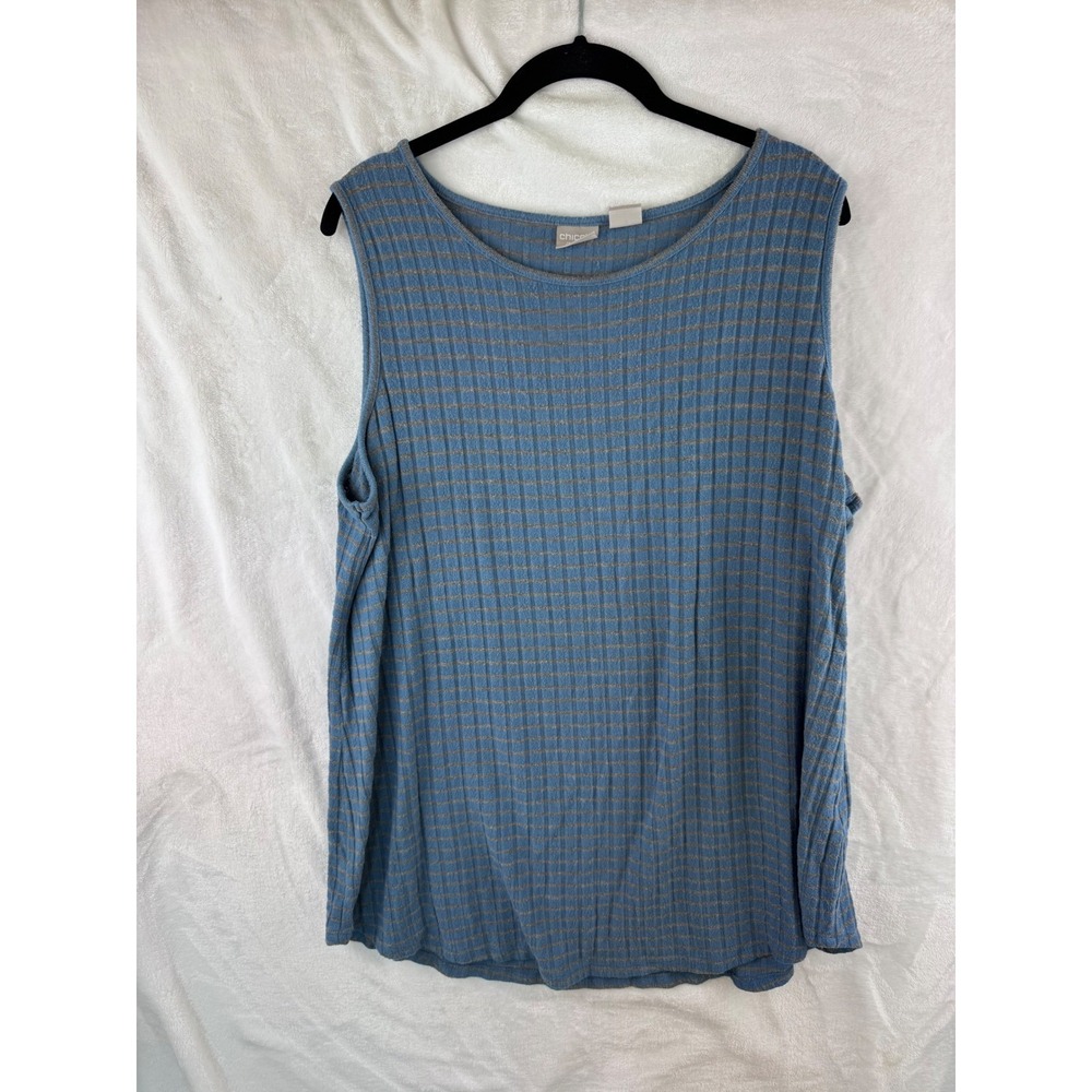 Chico's Light Blue Ribbed Scoop Neck Tank
